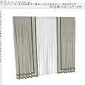 Beige Curtain Panels with White Sheer Layer for Window Decoration 3d model