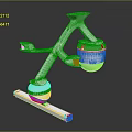 Modern White Technical Equipment With Curved Stand Red Green Components 3d model