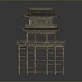 Traditional Wooden Tower Model With Multi Level Structure And Intricate Architectural Design