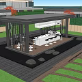 Garden Landscape Design Featuring Large Paved Area Greenery Borders And Pathways