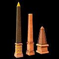 Ancient Architectural Models Featuring Obelisks Pyramids And Various Stone Like Structures