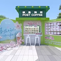Green Themed Post Office Stamp Collection Photo Spot With Colorful Mailboxes And Souvenir Displays