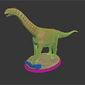 Realistic Dinosaur Model With Long Neck Orange Spots And Base 3d model
