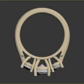 Beige Decorative Ring With Two Large Gemstone Shapes And Small Protrusions