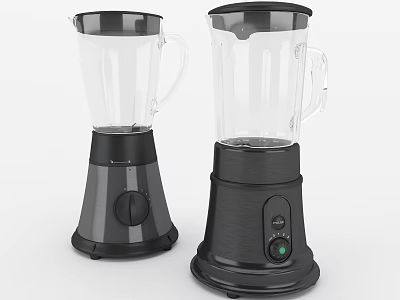 Modern Daily Appliance Blenders With Transparent Jars And Black Gray Control Knobs 3d model