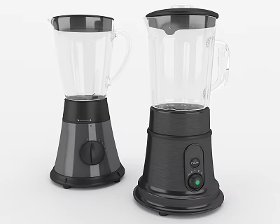 Modern Daily Appliance Blenders With Transparent Jars And Black Gray Control Knobs 3d model