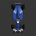 Blue Formula Race Car with Aerodynamic Design ELF Warranty Logos Rear Wing and Black Wheels