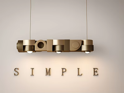 Sleek Modern Pendant Light with Geometric Metal Rings and Bright Bulbs for Simple Interior 3d model