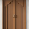 Elegant Wooden Double Doors With Glass Panels And Vertical Slats Interior Design