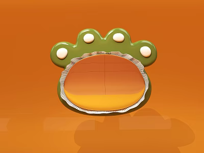 Green Claw Shaped Mirror With White Dots On Orange Background 3d model
