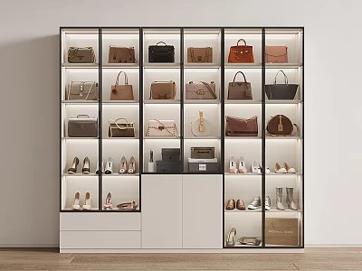 Modern Shoe Cabinet With Multiple Shelves Drawers For Organized Handbags And Shoes Storage 3d model
