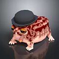 Reptile Character With Black Hat Reddish Brown Patterns Yellow Eyes Sticking Out Tongue
