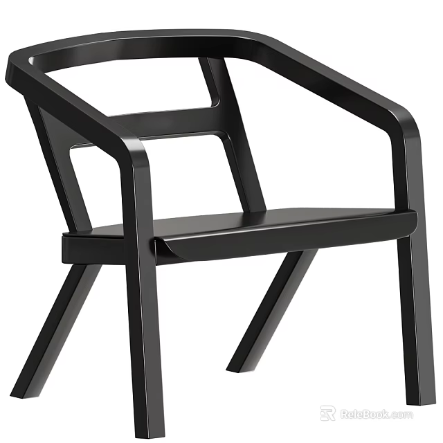 Sleek Modern Black Wooden Lounge Chair With Ergonomic Armrests And Sturdy Frame 3d model 
