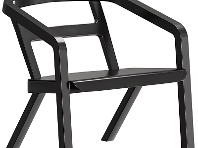 Sleek Modern Black Wooden Lounge Chair With Ergonomic Armrests And Sturdy Frame 3d model