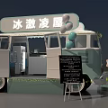 Vintage Ice Cream Truck Photo Spot With Neon Sign String Lights And Gift Boxes