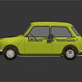 Vintage Yellow Compact Car With Black Hood And Classic Design