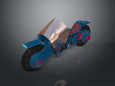 Futuristic Blue Motorcycle With Red Accents Transparent Windshield And Streamlined Design 3d model
