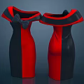 Red And Black Off Shoulder Dresses With Bow Accents For Elegant Style