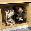 Kitchen Cabinet Storage Shelf With Metal Racks For Dishes Bowls And Cups