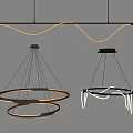 Modern Chandelier With Circular Double Ring And Curved LED Strip Hanging Design