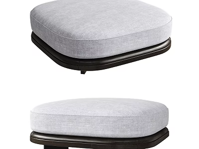 Modern Light Gray Upholstered Ottoman With Stylish Black Base For Living Room 3d model