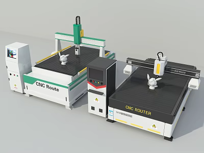 Industrial CNC Router Machines Including 1325 Model With Control Panels 3d model