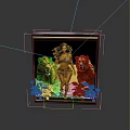 Black Decorative Cabinet With Female Figure Lions And Green Leaves Design