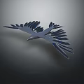 Flying Bird With Spread Wings And Blue White Feathers Against Dark Gradient Background 3d model