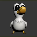 Cute Cartoon Bird Character 3D Model With White Body Yellow Beak And Black Eyes 3d model