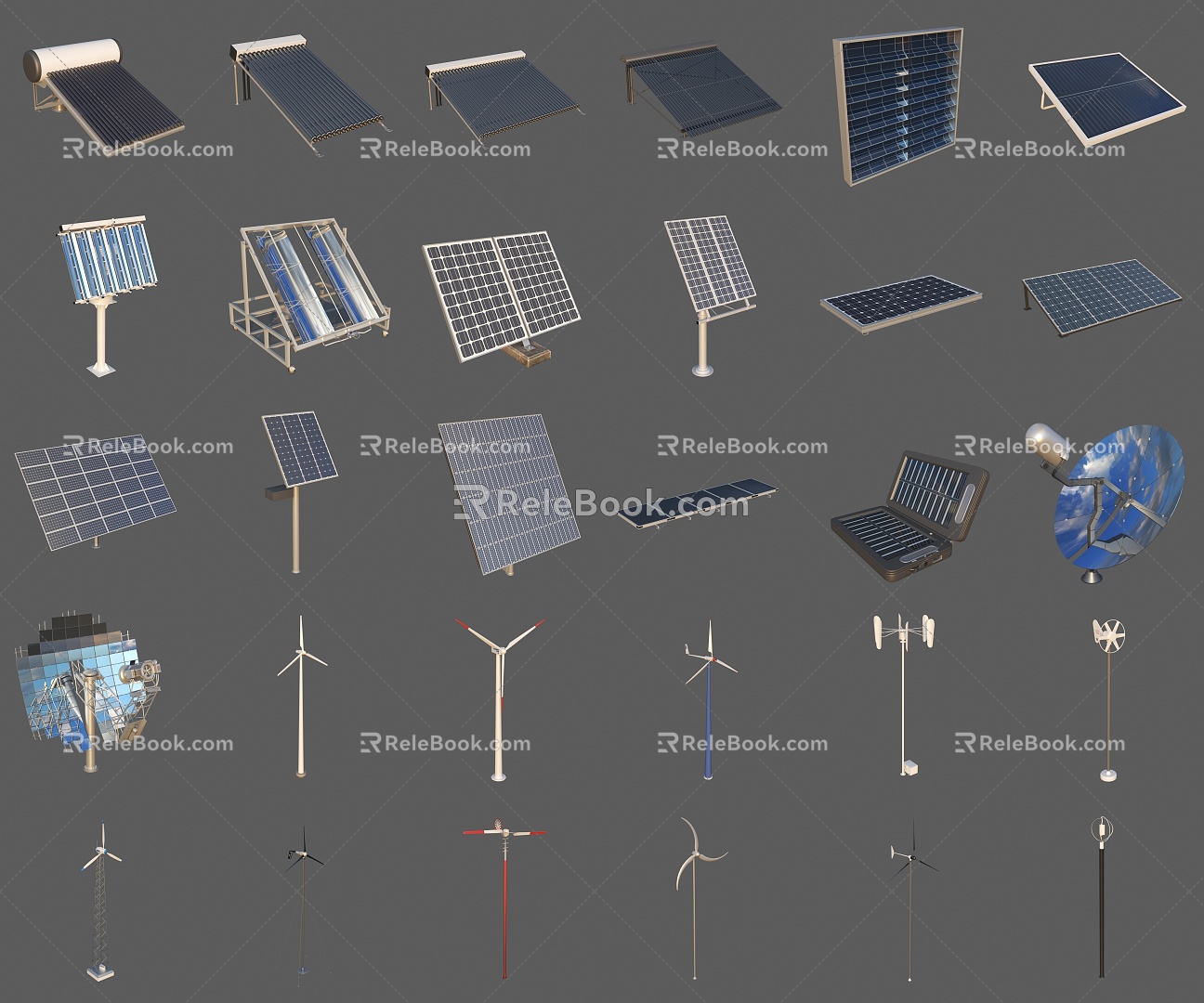 Solar Panel Photovoltaic Power Generation Panel New Energy Wind Turbine Wind Power Windmill 3d model