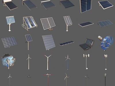 Solar Panel Photovoltaic Power Generation Panel New Energy Wind Turbine Wind Power Windmill model