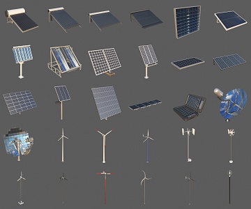 Solar Panel Photovoltaic Power Generation Panel New Energy Wind Turbine Wind Power Windmill 3d model