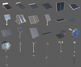 Solar Panel Photovoltaic Power Generation Panel New Energy Wind Turbine Wind Power Windmill 3d model