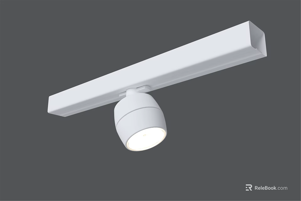 Modern White Track Mounted Single Downlight Spotlight Circular Lighting Fixture 3d model 