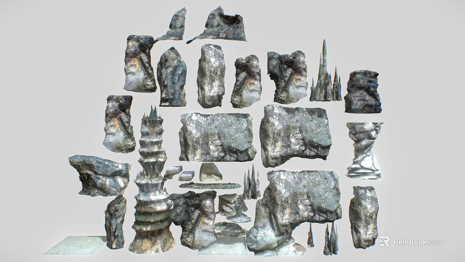 Wood Stone Decorative Materials With Various Shapes Sizes And Natural Texture 3d model 