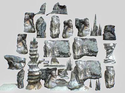 Wood Stone Decorative Materials With Various Shapes Sizes And Natural Texture 3d model