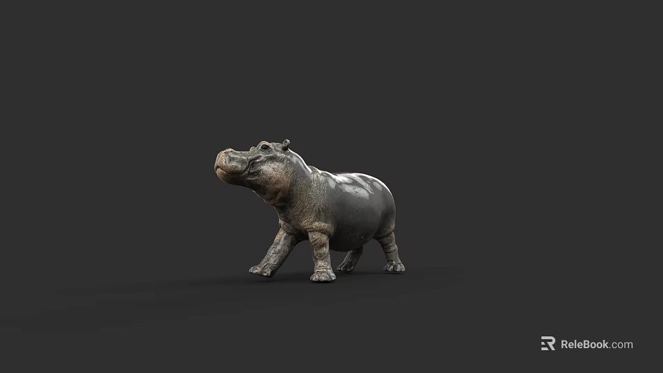 Realistic 3D Hippopotamus Model as Aquatic Animal with Detailed Skin Texture 3d model 