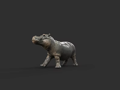 Realistic 3D Hippopotamus Model as Aquatic Animal with Detailed Skin Texture 3d model