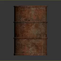 Red Rusty Metal Oil Barrel With Reinforced Rings And Weathered Texture