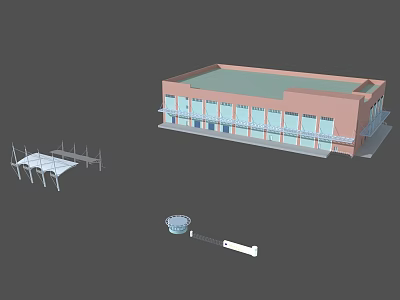 Industrial Factory Building With Brick Exterior Large Glass Windows And Steel Frame Structure 3d model