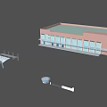 Industrial Factory Building With Brick Exterior Large Glass Windows And Steel Frame Structure