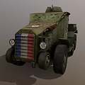 Vintage Military Armored Truck With Machine Gun Spade Logo And Camouflage Paint
