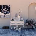 Modern Piano Vertical Piano Home Decoration Astronaut 3d model