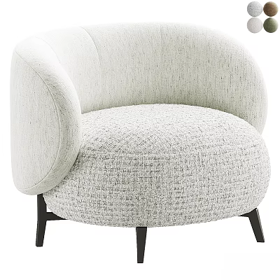 Light Colored Accent Chair With Woven Texture Curved Backrest And Black Slender Legs 3d model