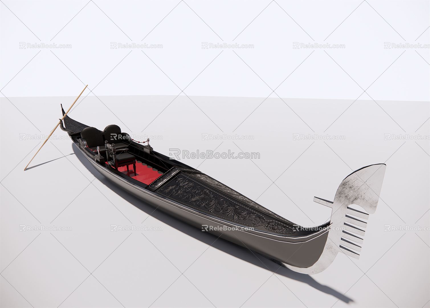 Modern Boat Flower Carving Boat 3d model