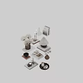 Decorative Ornament Set With Vases Candles Books Table Lamp Dried Flowers And Bowl