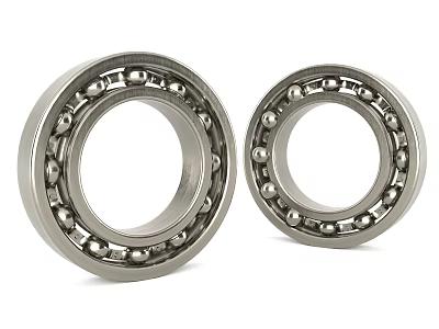 Two Metal Ball Bearings With Inner Outer Rings And Steel Balls In Different Sizes 3d model