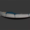 Traditional Wooden Boat Featuring Blue Cover White Hull And Wooden Seats