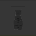 Modern Black Storage Cabinet With Top Hanging Rod And Multiple Drawers Design