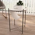 Modern Cream Balcony Washing Machine Trendy Coffee Table Potted Clock Bookshelf Sofa Curtain Floor-to-Floor Window 3d model
